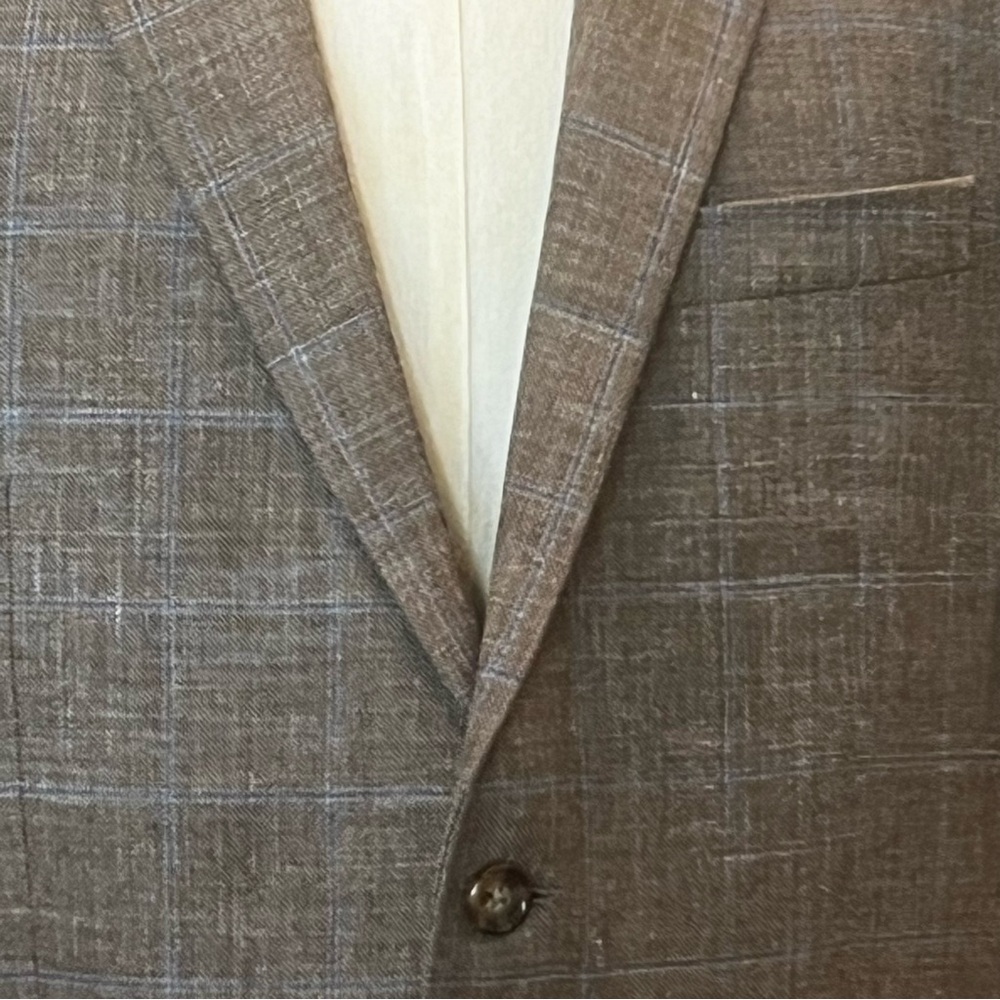 RALPH LAUREN Black Label Linen Blazer Taupe Brown Blue Size 46R Breathable - Picture 3 of 15